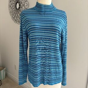 90s Blue Striped Pendleton Silk Mockneck Size M